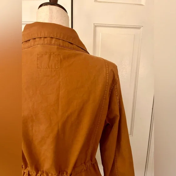 Old Navy Woman’s Orange Sz M 100% Cotton Utility Jacket W/ Waist Drawstring - Picture 12 of 16